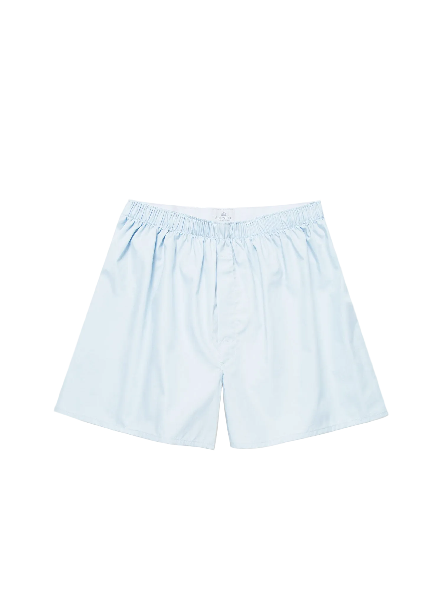 Sunspel light blue cotton boxer flat front