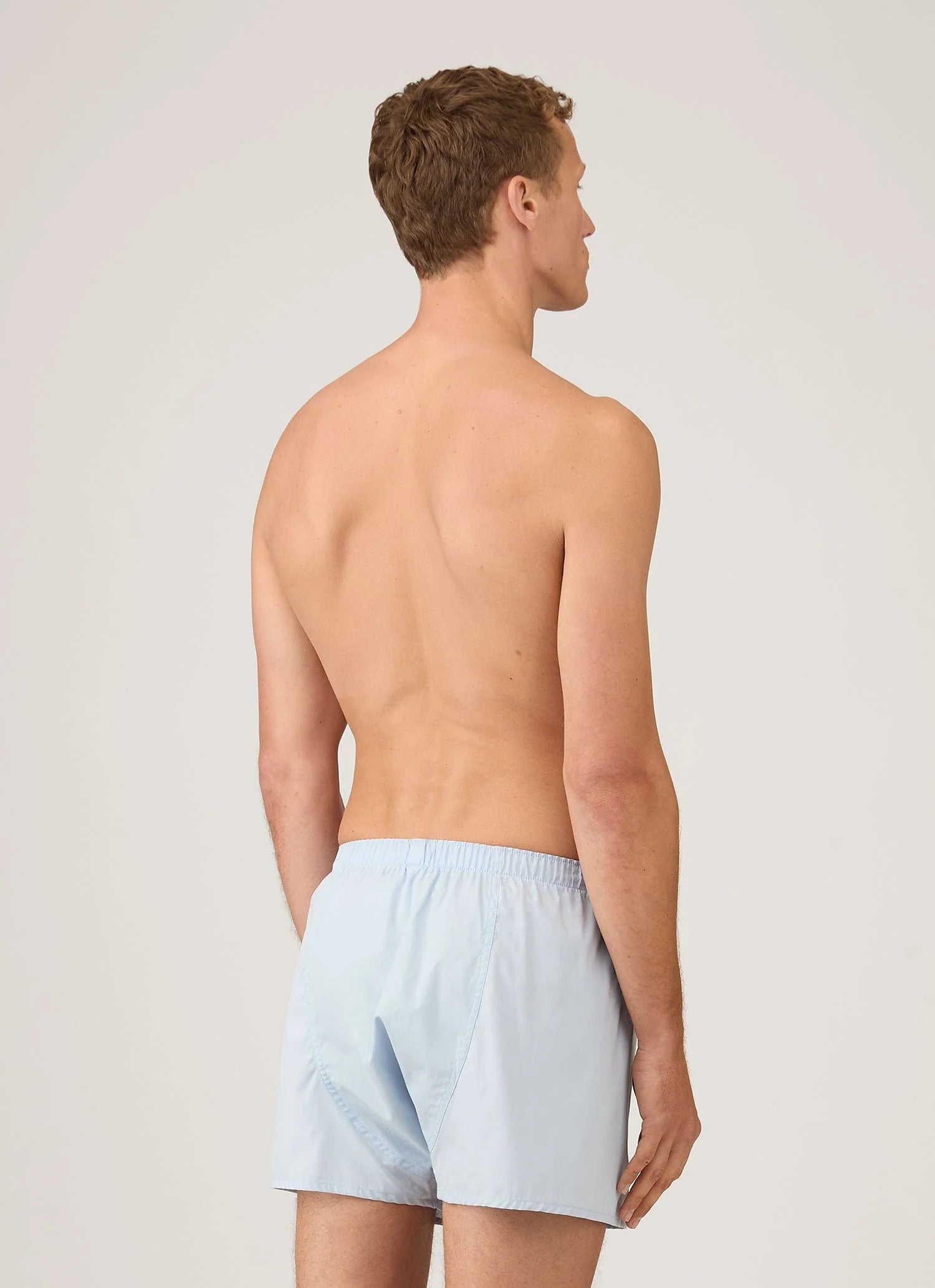 Sunspel light blue cotton boxer Model back