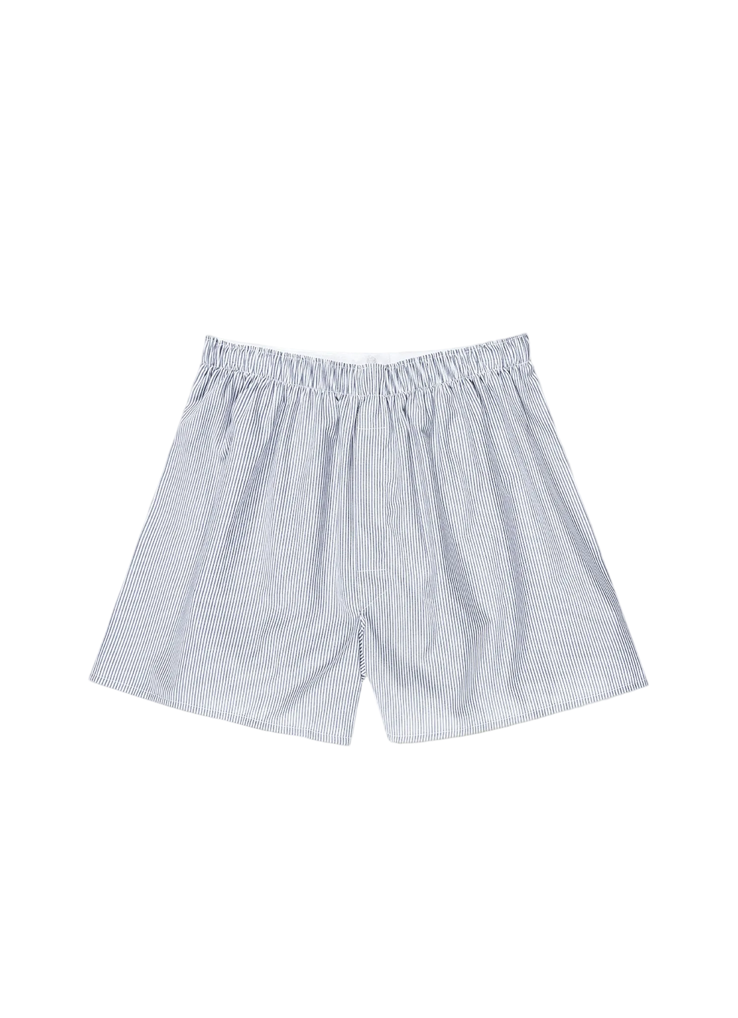 Sunspel navy and white stripe cotton boxer flat front