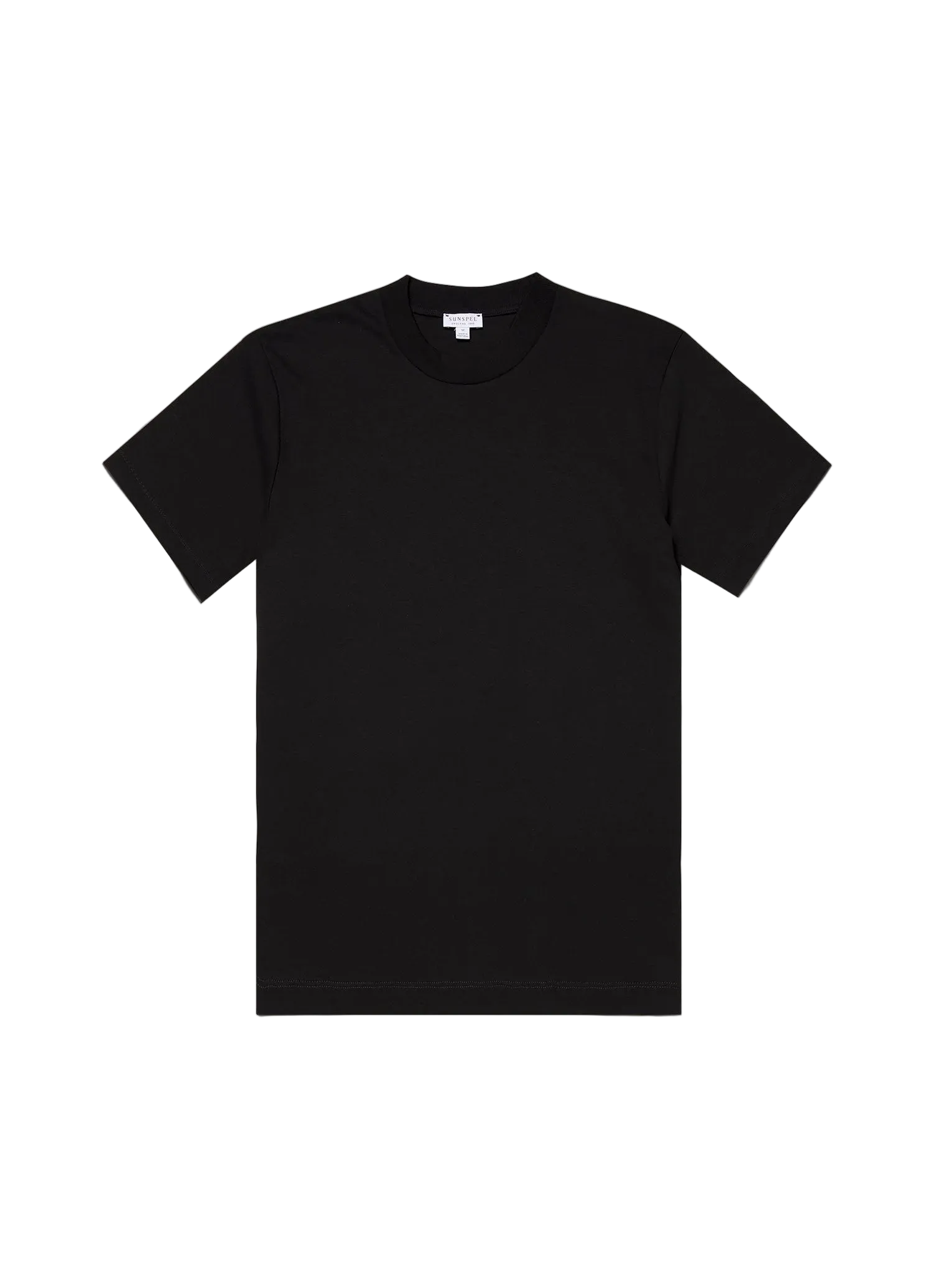 Sunspel Heavy Weight Black T Shirt flat front