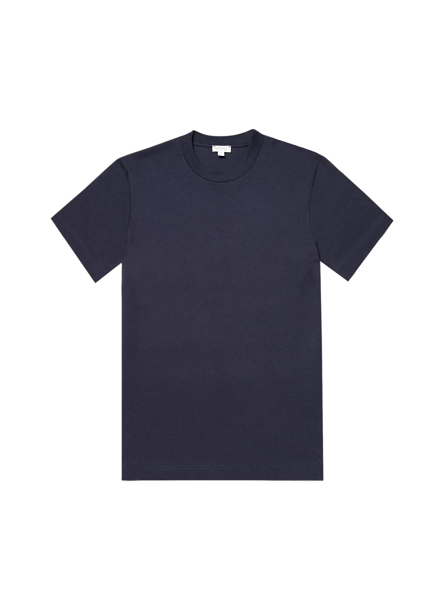 Sunspel Heavy Weight Navy T Shirt flat front