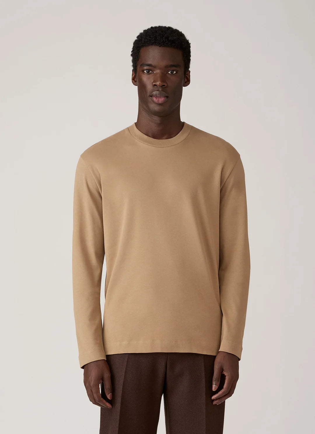 Sunspel Heavy Weight Dk Beige LS Tee