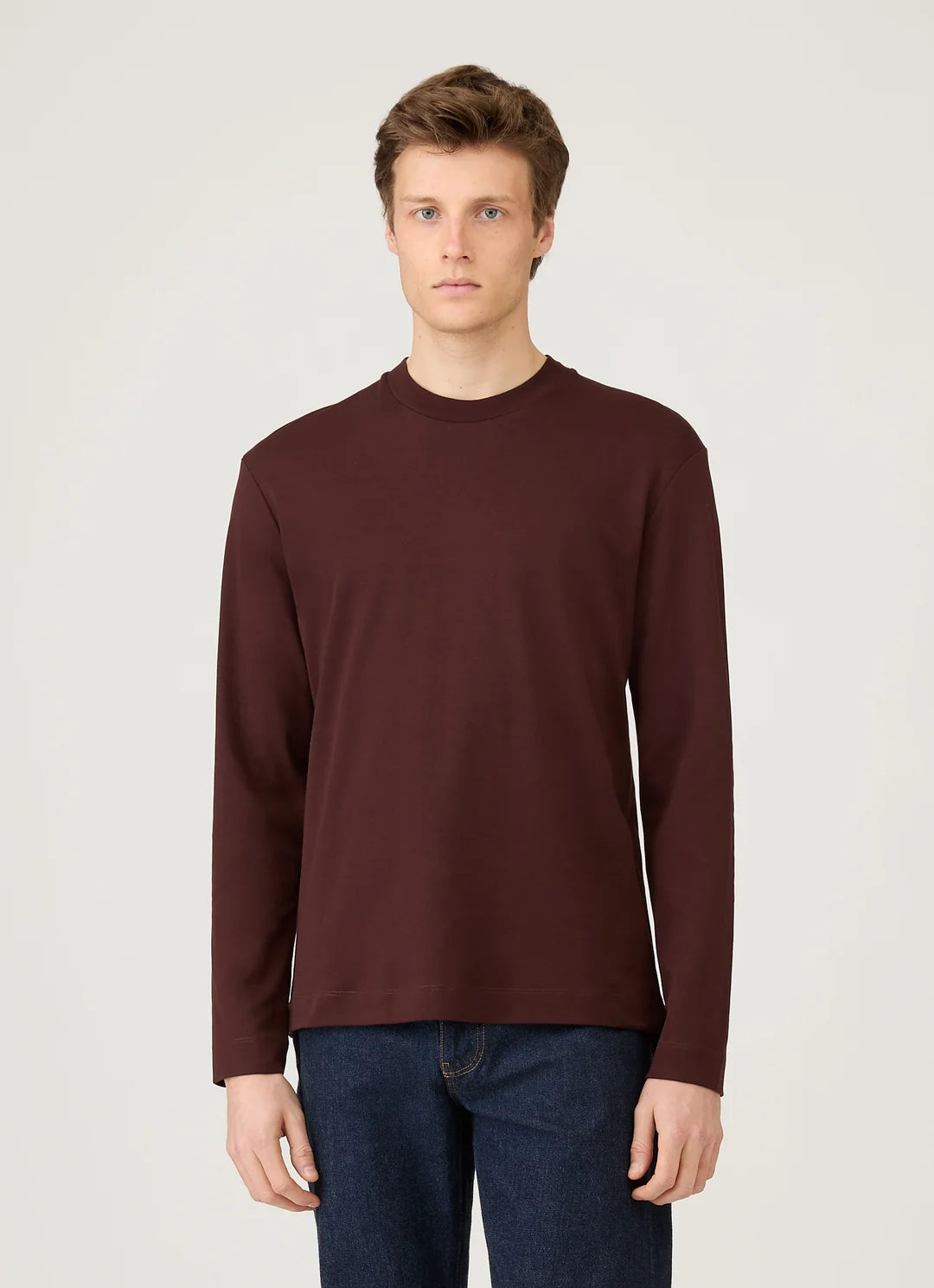 Sunspel Heavy Weight Bordeaux LS Tee