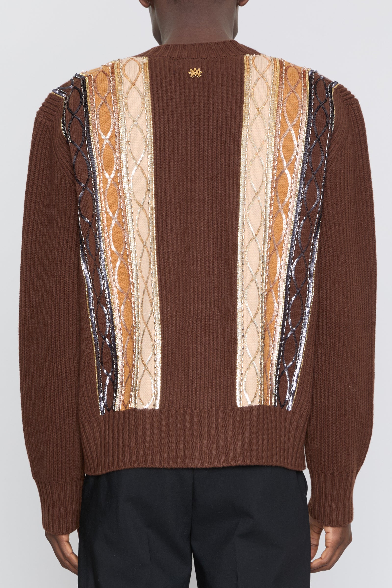 Amiri Embellished Brown Striped Cardigan