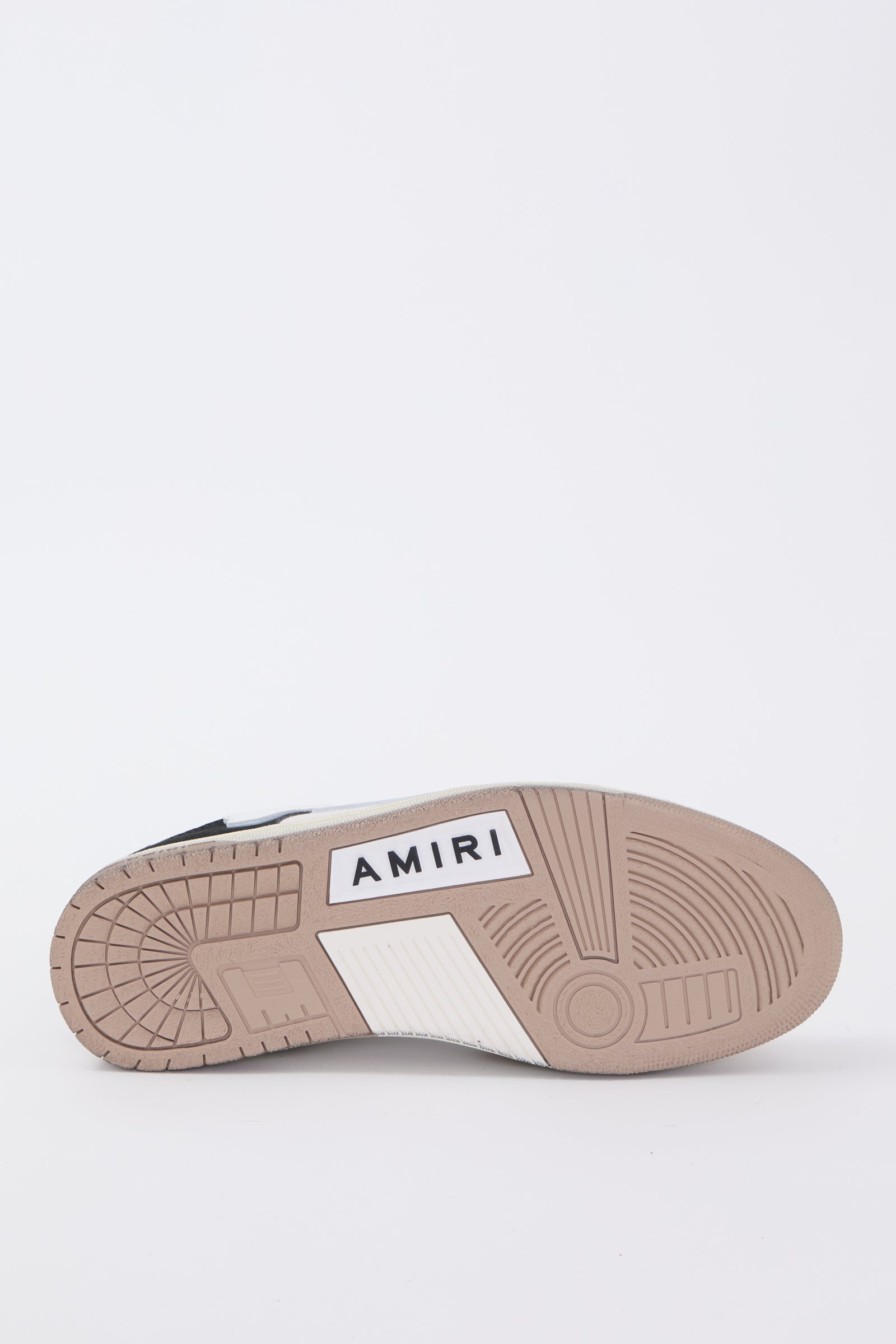 Amiri Black, White and Beige Distressed Skel Top Low Sneakers