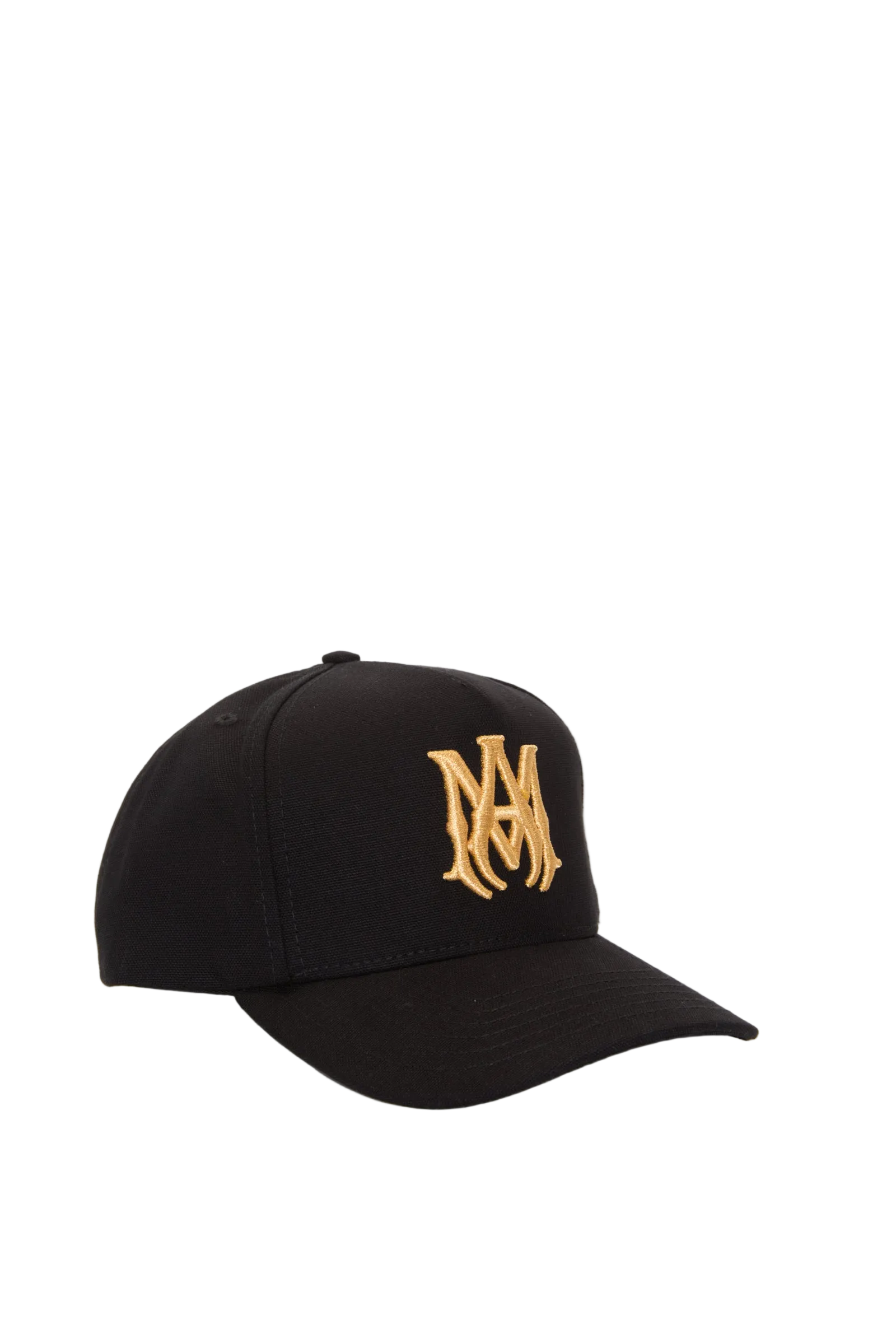 Amiri lyxig svart keps med guld emblem front