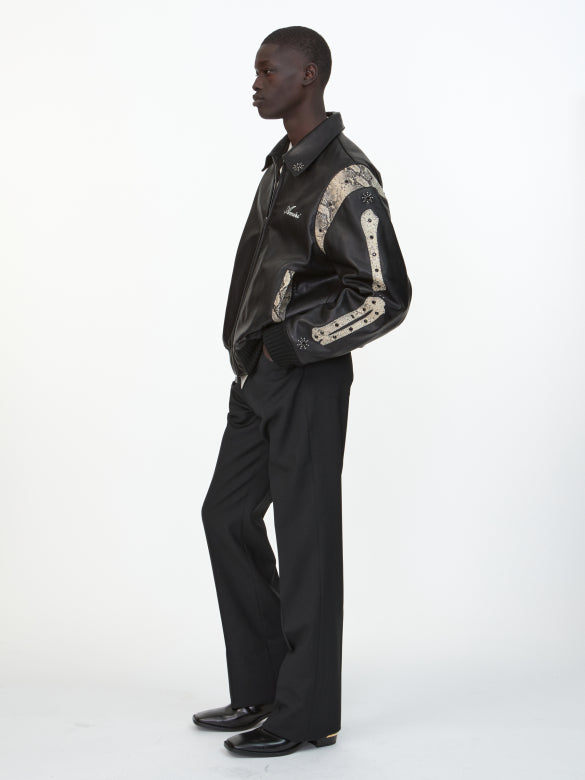 Amiri Bones Studded Black Os Bomber model side