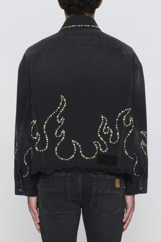 Amiri Studded Flames Trucker Jacket