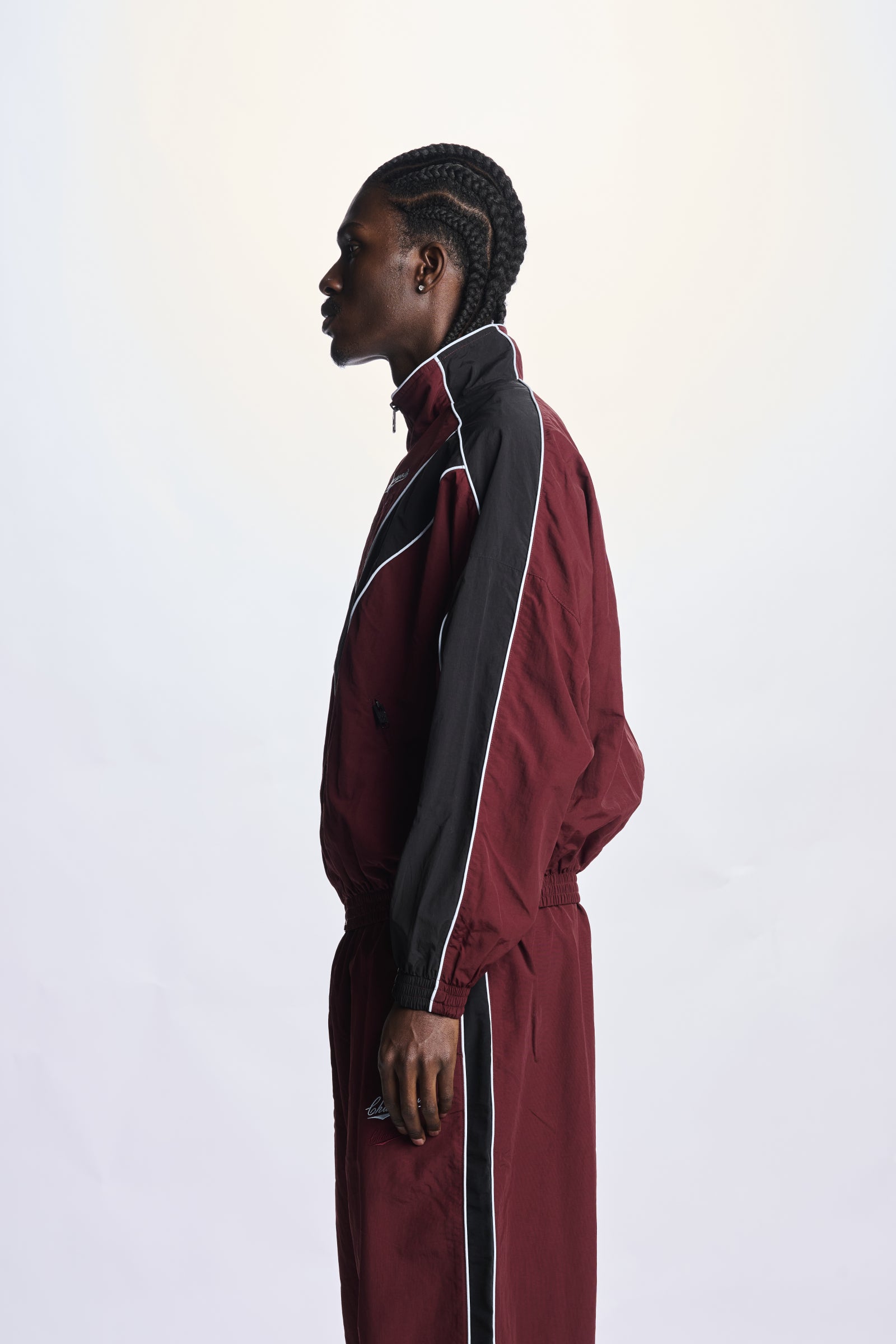 Willy Chavarria Bordeaux Bad Boy Track Jacket
