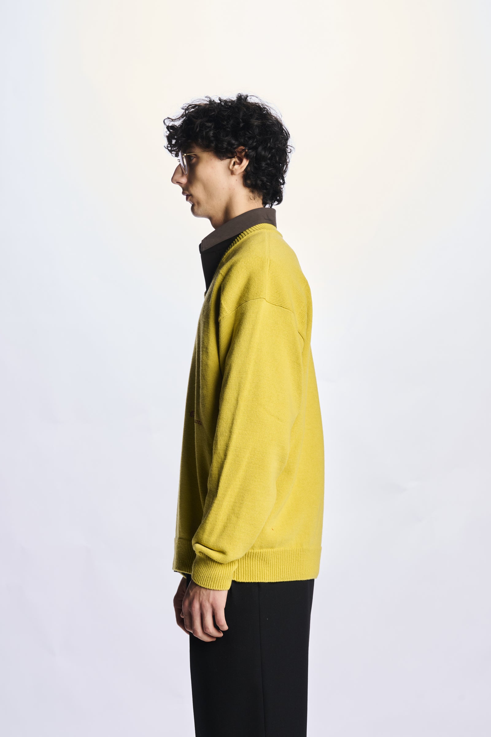 Willy Chavarria Yellow V-Neck Sweater