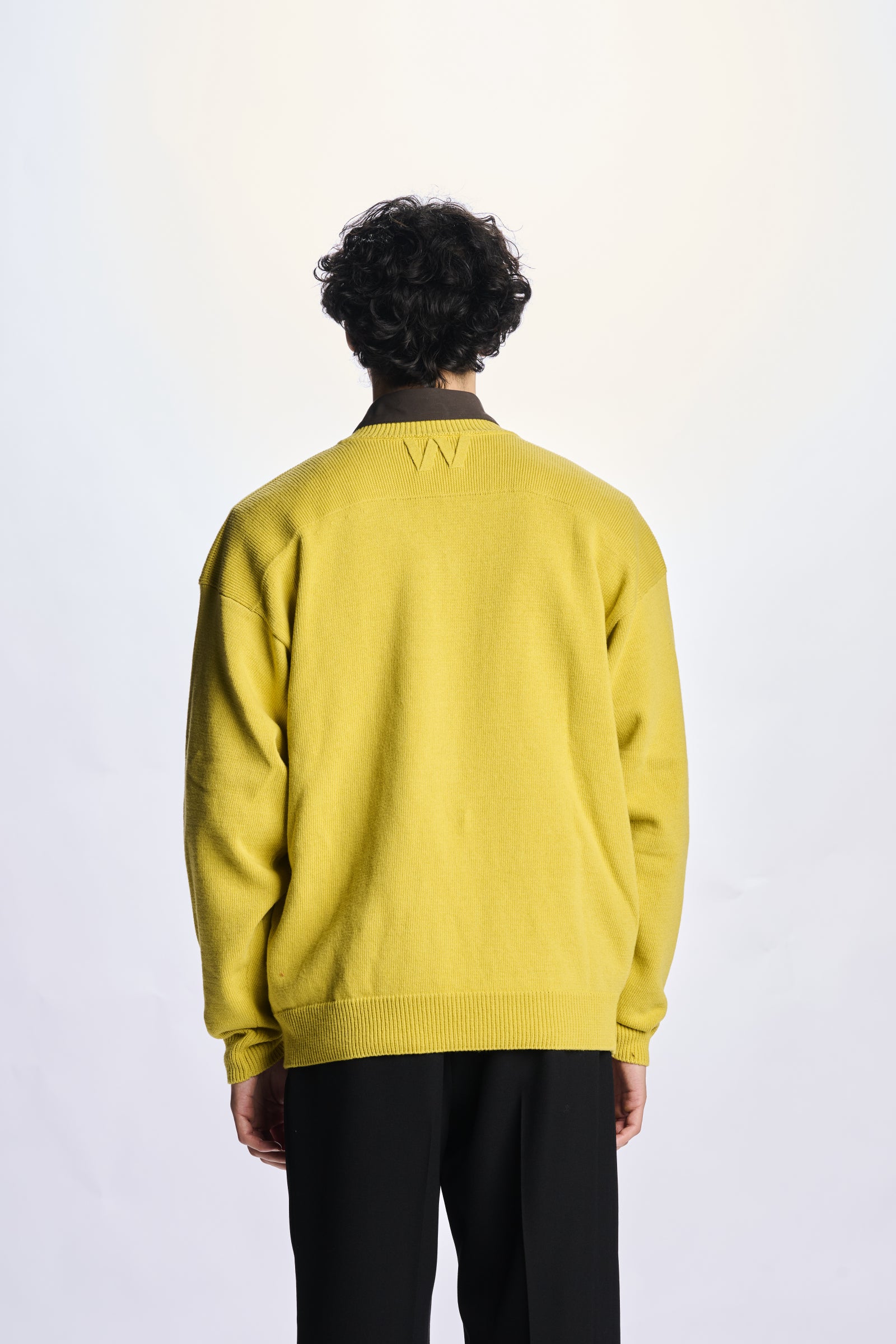 Willy Chavarria Yellow V-Neck Sweater